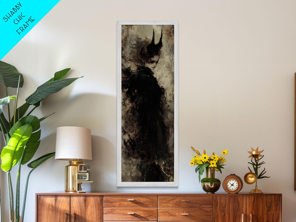 Gothic Woman Horned Headdress Dark Victorian Portrait Moody Poster - Image 5