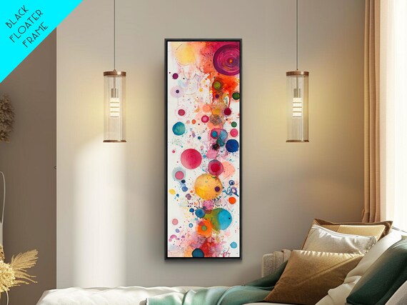 Colorful Abstract Dots Print Whimsical Art Modern Wall Decor Playful Vertical Art Gift Idea Light Pink Wall Art
