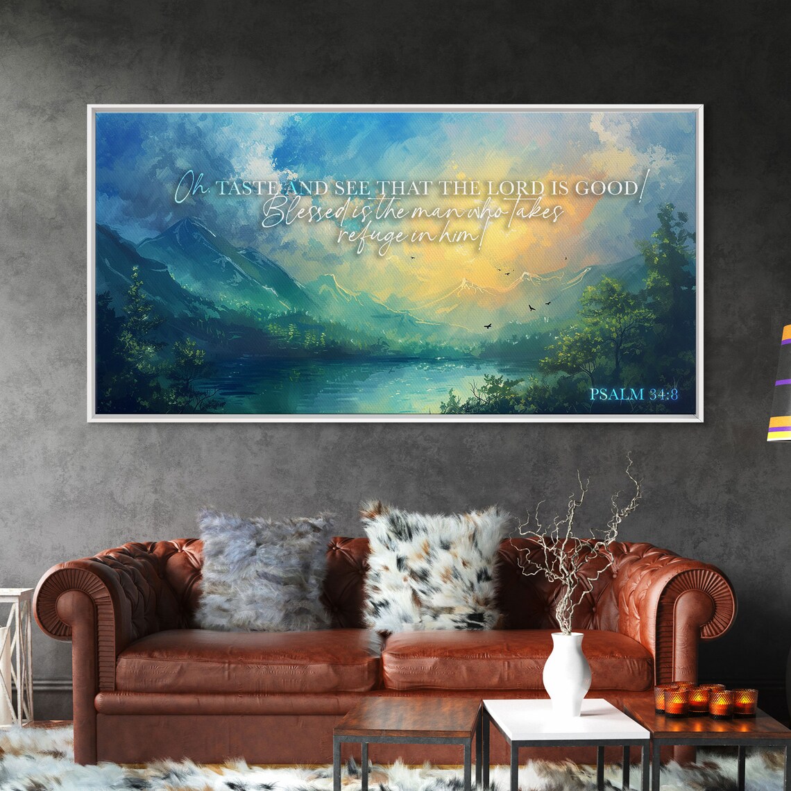 Psalm 34:8 Scripture Wall Art, Inspirational Landscape