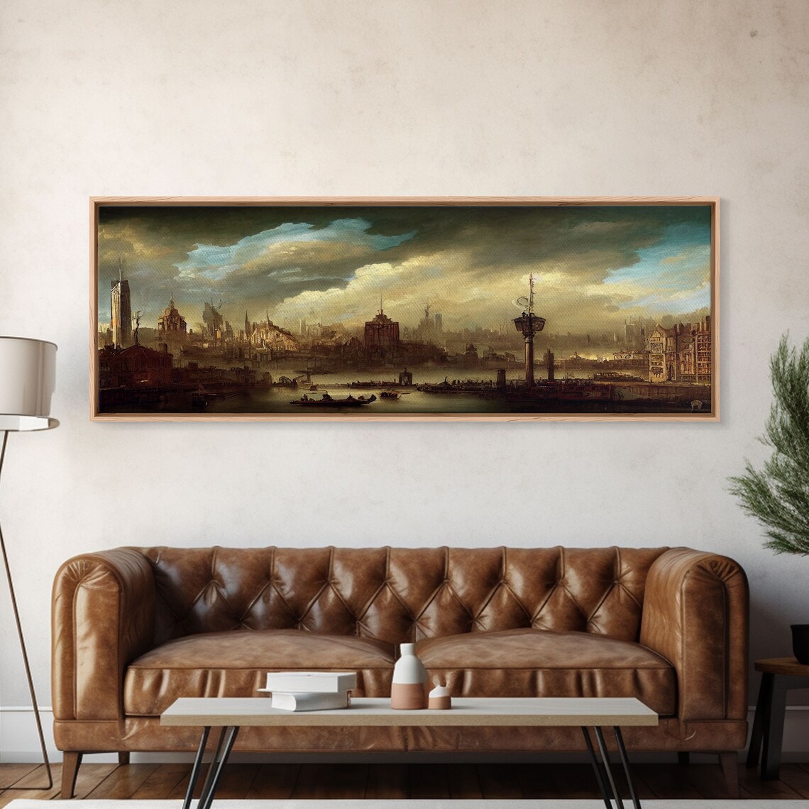 Steampunk Victorian Cityscape, Poster Print