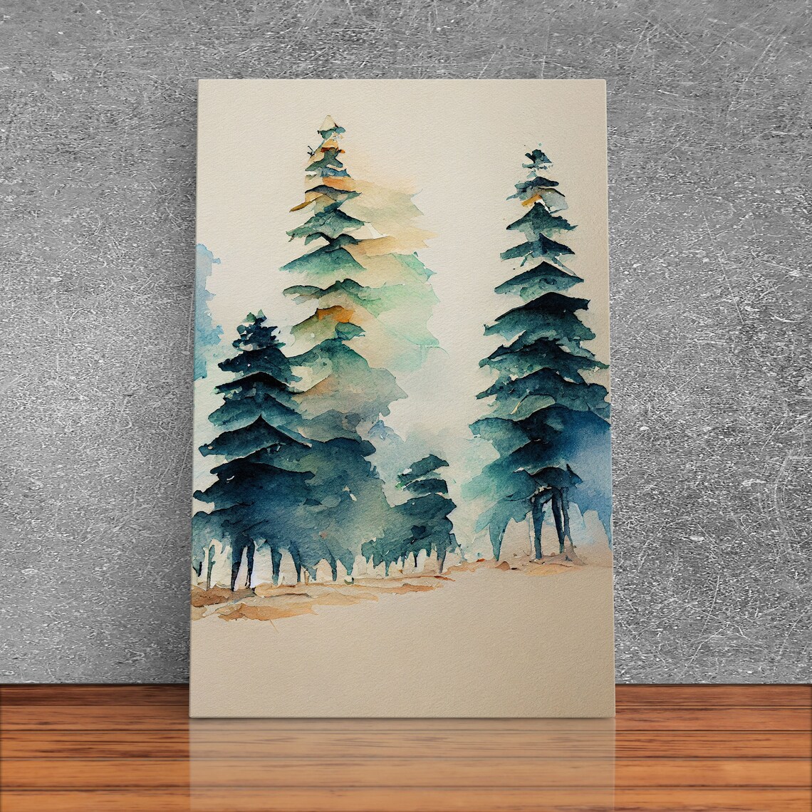 Mysterious Pine Tree Forest Watercolor Art Print - Image 3