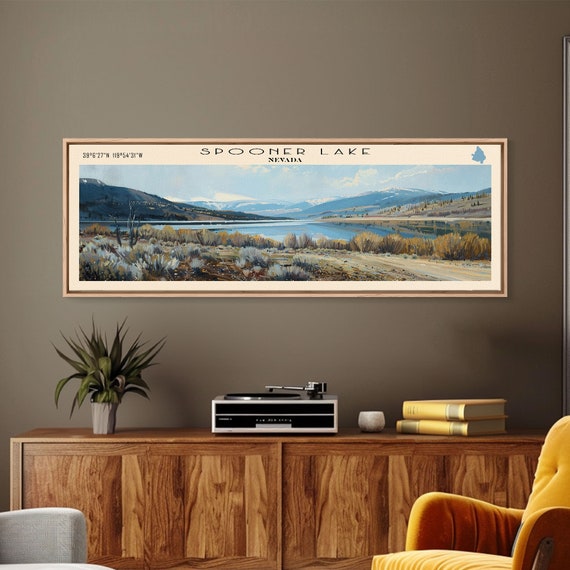Spooner Lake Nevada Panoramic Framed Print Lake House Decor Wall Art Travel Poster Serene Lake Painting Modern Art