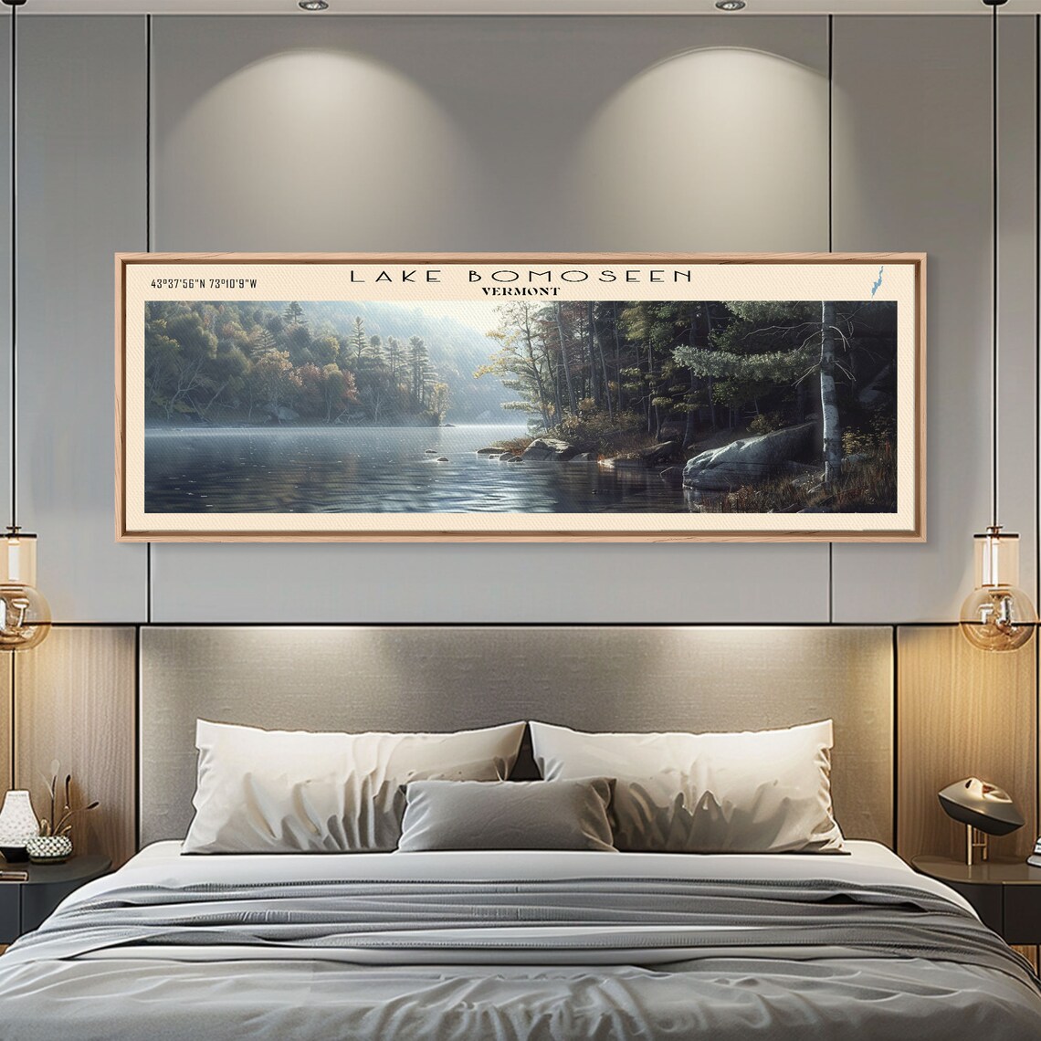 Lake Bomoseen Vermont Misty Morning Birch Forest Shore Travel Poster - Image 3