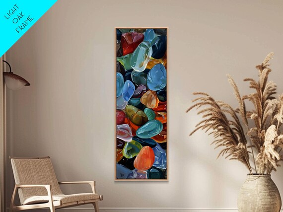 Colorful Textured Painting Of Glass Rocks Nature Art Print For Living Room Oversized Art Narrow Wall Art Print Modern Art