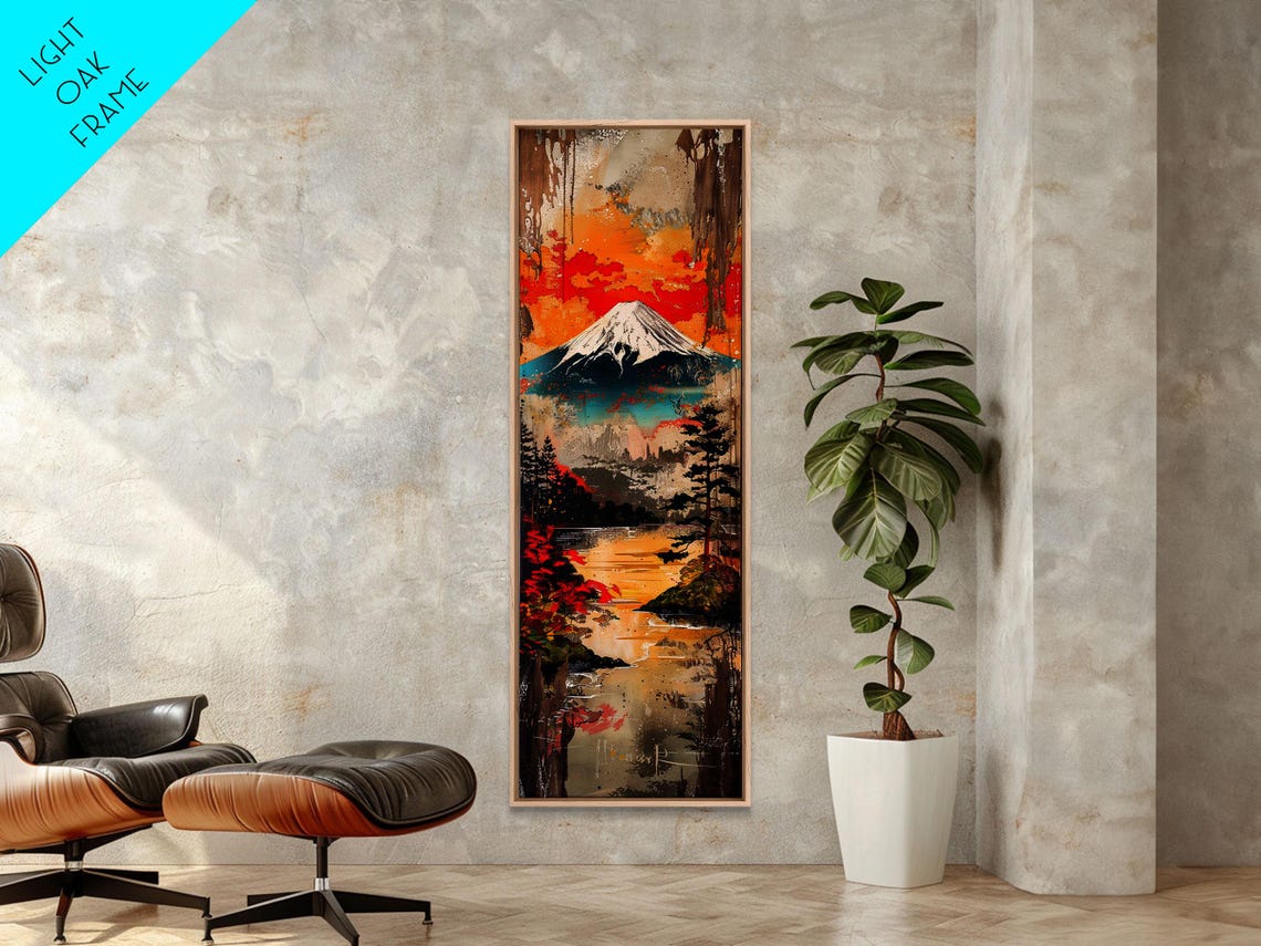 Mount Fuji Snow Capped Autumn Foliage Lake Reflection Japan Poster - Image 2