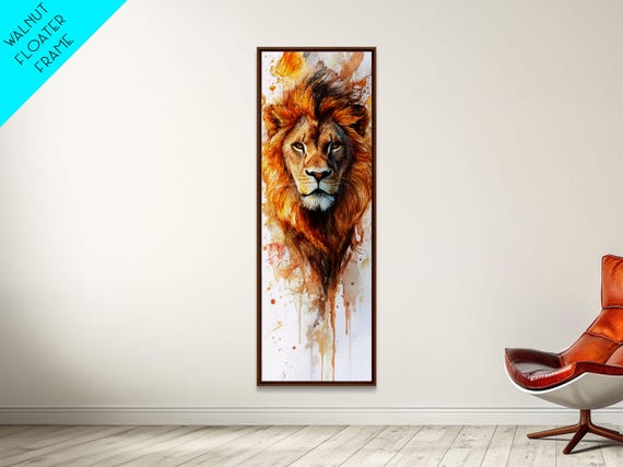 Majestic Lion Portrait Framed Print Featuring Bold African Art Style Perfect For Rustic Or Wildlife Inspired Interiors