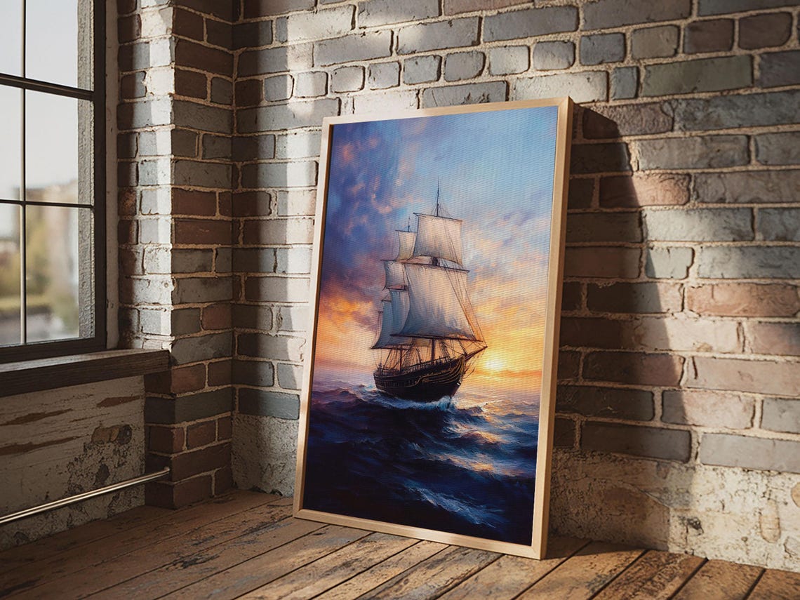 Pirateship At Dawn, Pirate Art Print - Image 5