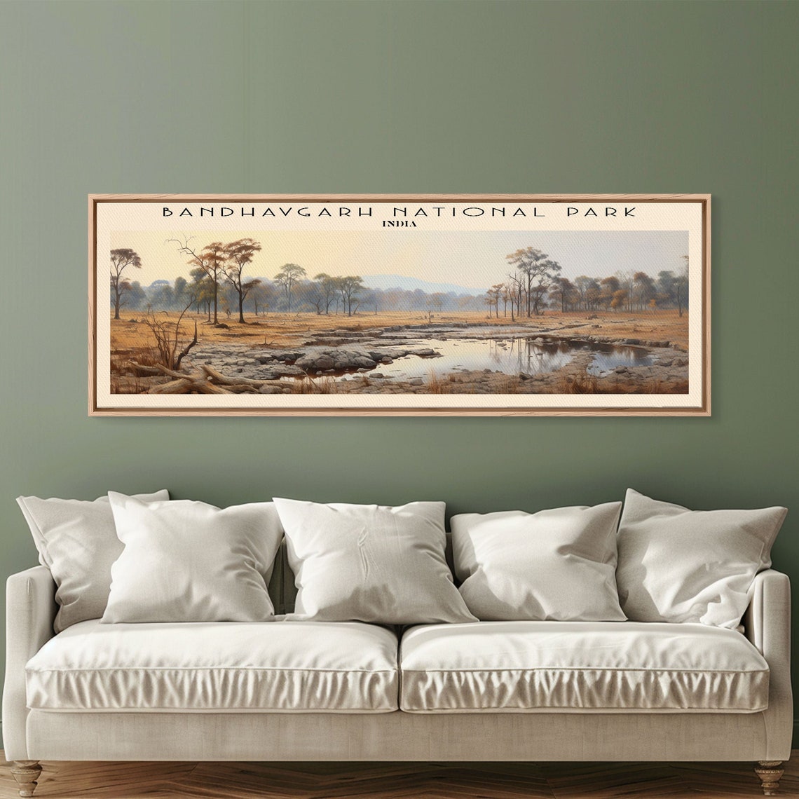 Bandhavgarh National Park India Golden Savanna Waterhole Travel Poster - Image 5