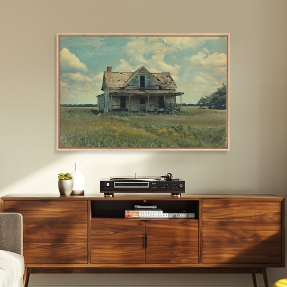 Retro Watercolor Painting Print Of A Vintage Farmhouse Kitsch Art Wall Art Farmhouse Decor Western Art For Living Room