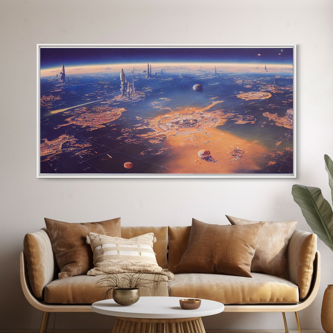 Futuristic City Planet, Bird's-Eye View Sci-Fi Art Print - Image 5