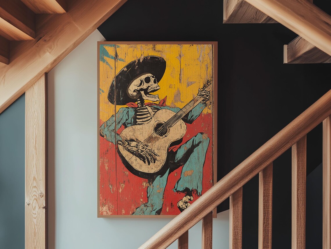 Haunted Skeleton Vaquero Cowboy, Chicano Art Print - Image 2