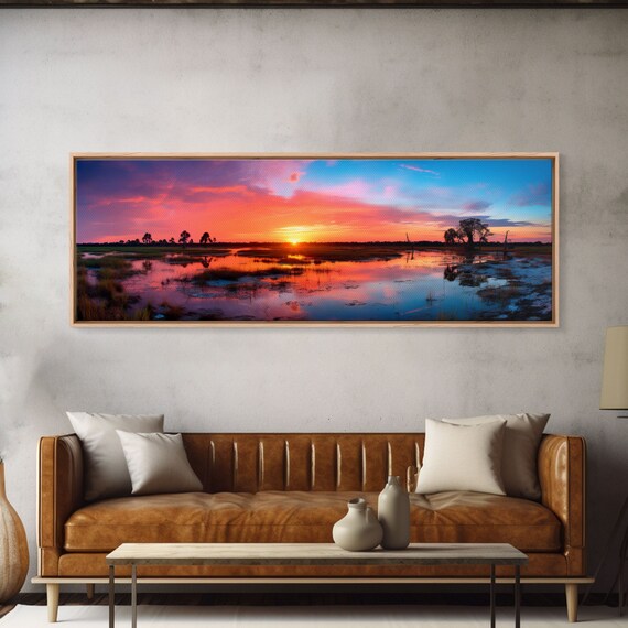 Everglades National Park Pink Sunset Wetland Pools Grass Panoramic Poster