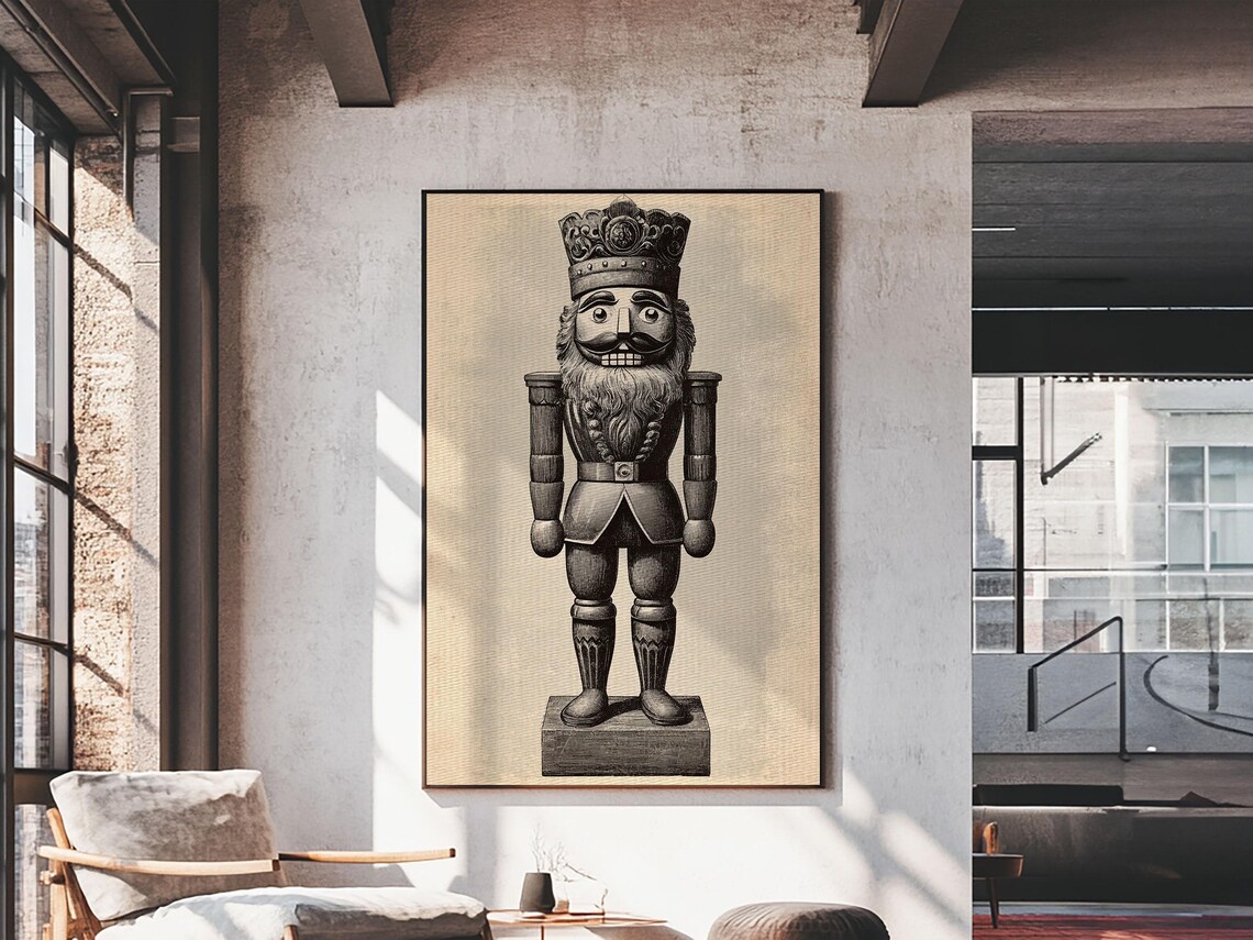 Vintage Nutcracker Print, Minimalist Christmas Art - Image 6