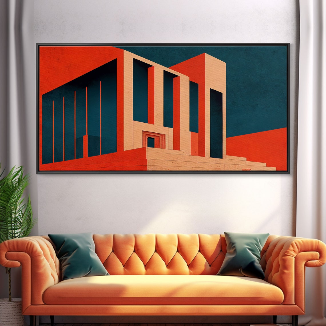 Surreal Brutalist Architecture Art Pop Art Deco Psychedelic Art Wall Decor Ready To Hang Framed Print Oversize Wall Art - Image 5