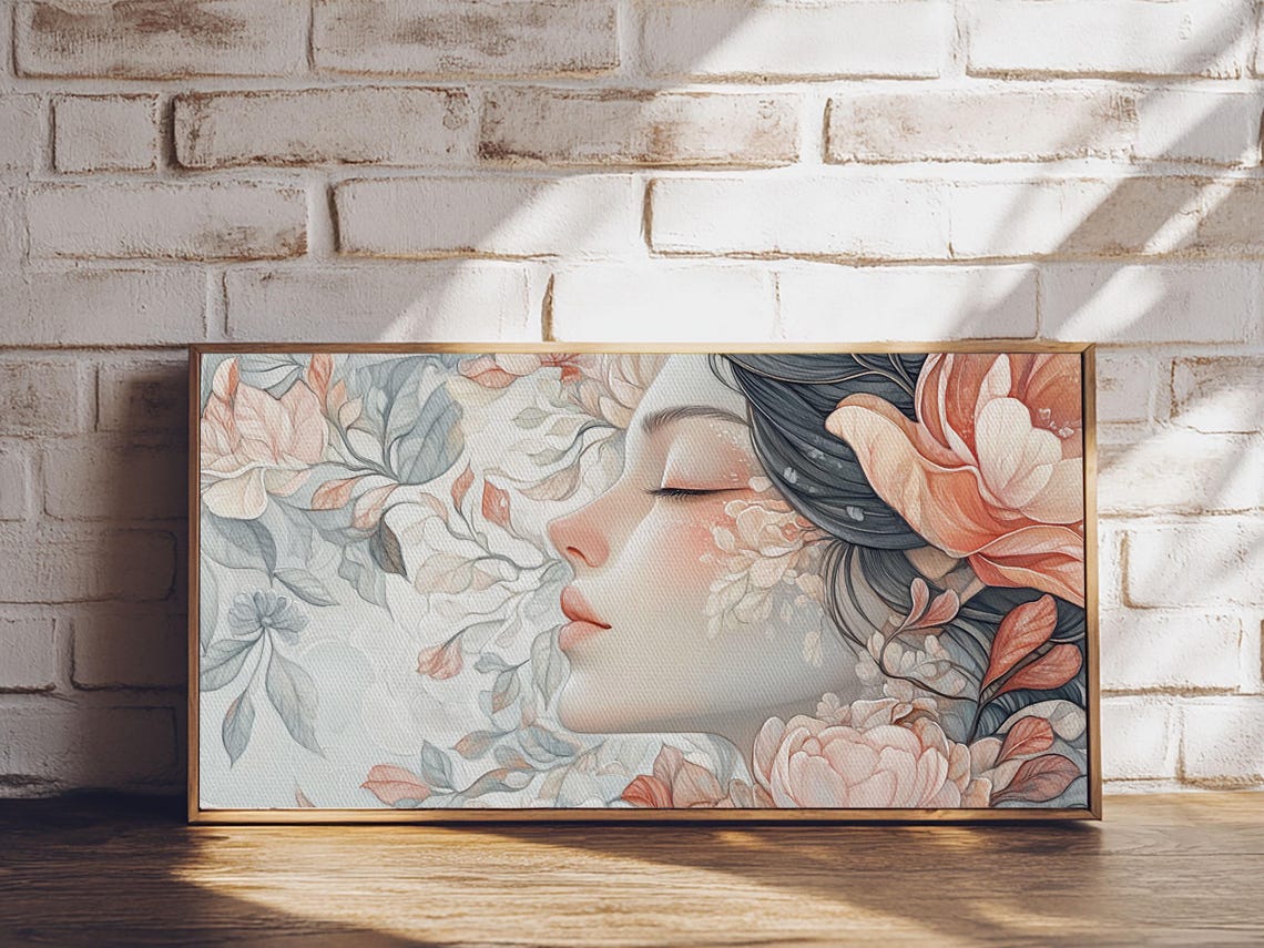 Dreamy Floral Goddess Profile Watercolor Feminine Bedroom Art Poster - Image 6