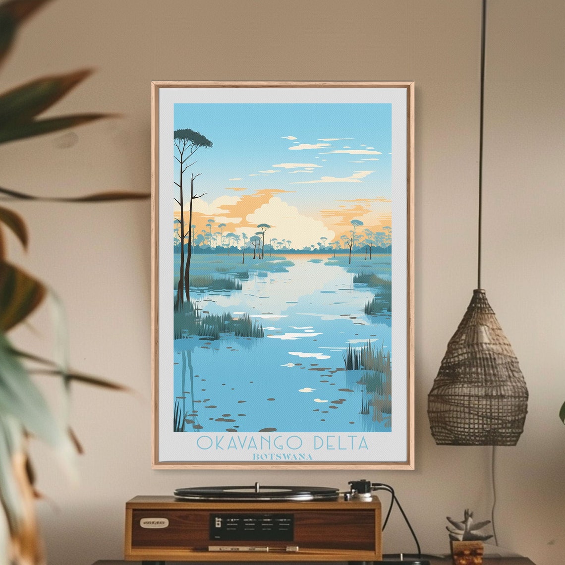 Okavango Delta Botswana Water Channels Palms Retro Travel Art Poster - Image 3