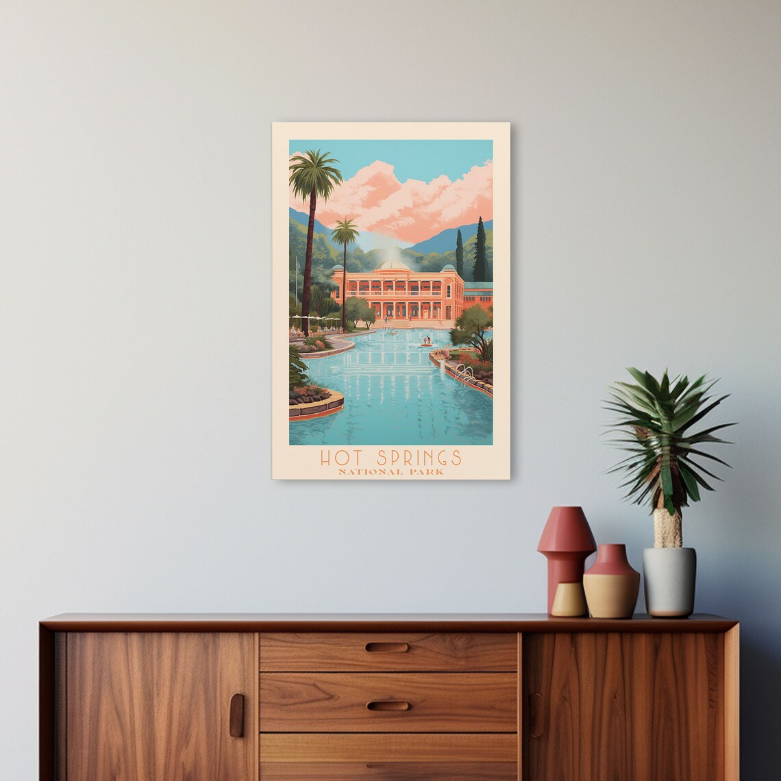 Hot Springs National Park Bathhouse Pool Palm Trees Arkansas Travel Poster - Image 5