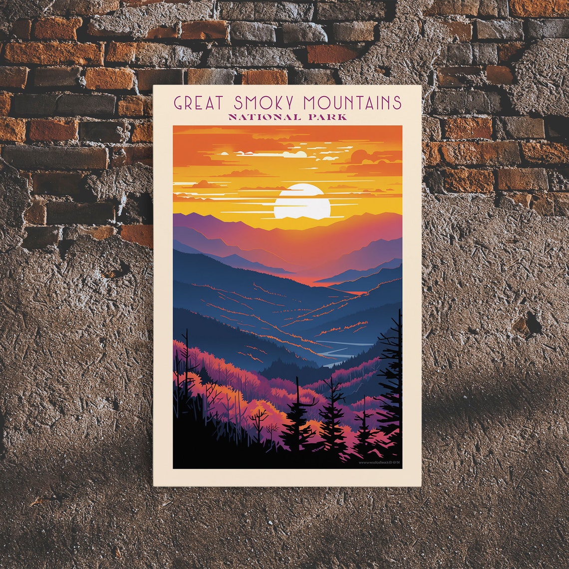 Great Smoky Mountains National Park Travel Poster Art Print Wall Art Tennesee Travel Art Midcentury Modern Travel Decor Wall Art - Image 5