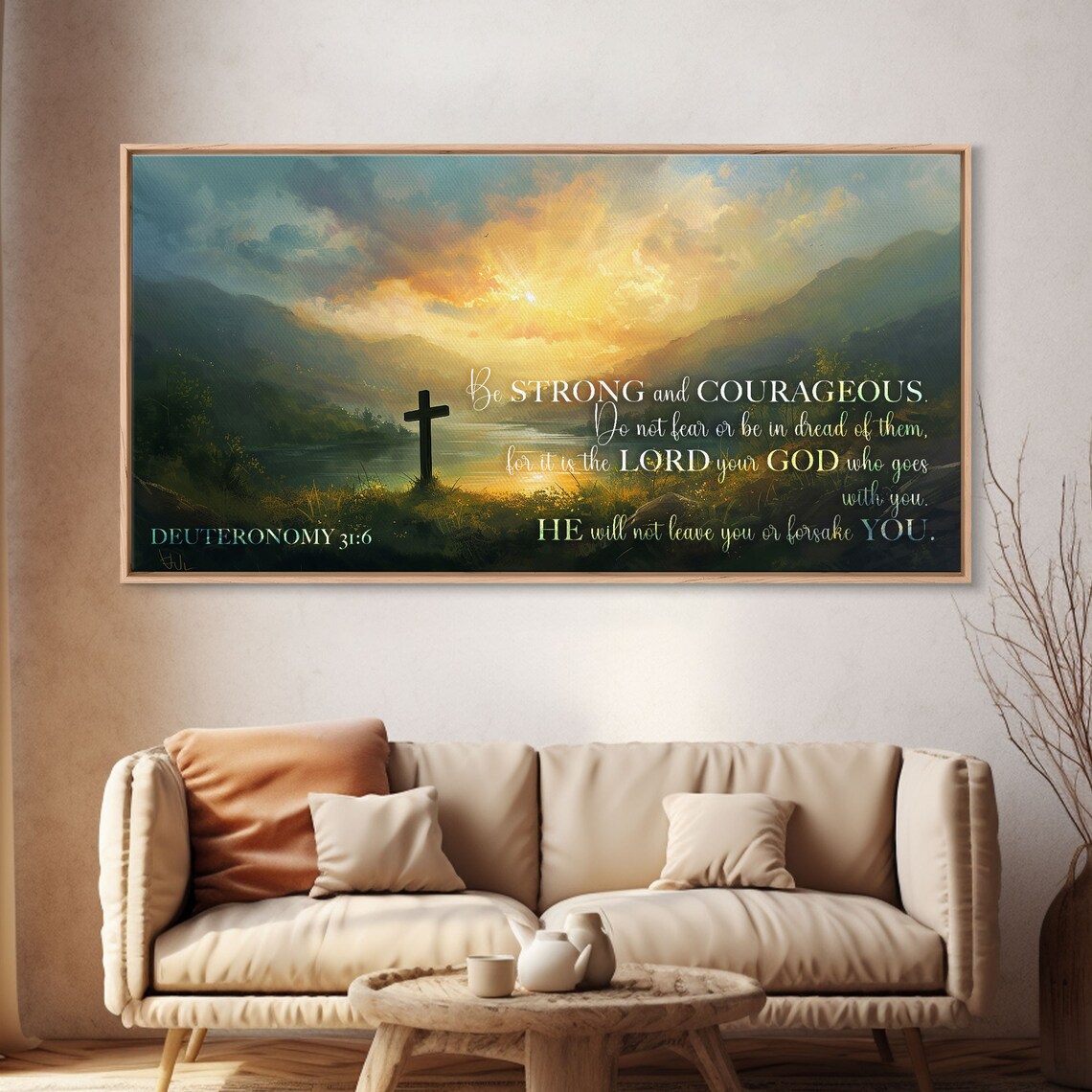 Deuteronomy 3:16 Be Strong and Courageous Verse Art Print - Image 4
