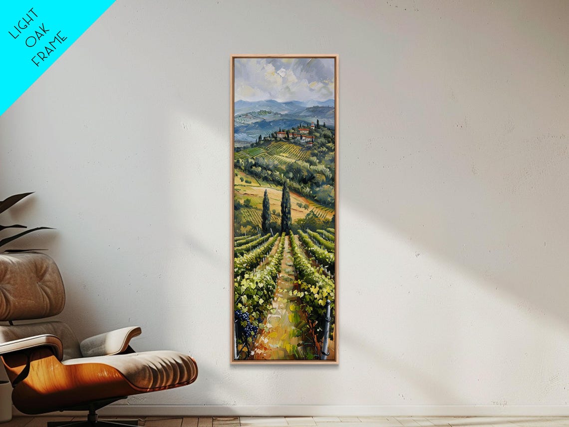 Tuscany Italy Vineyard Hills Cypress Trees Village Landscape Poster - Image 5