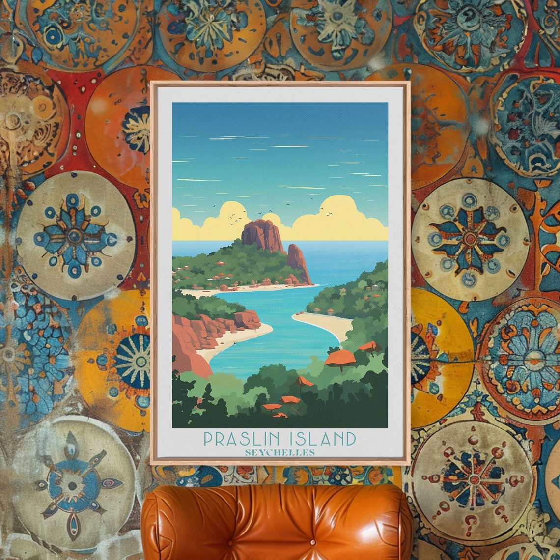 Praslin Island Seychelles Tropical Bay Granite Cliffs Beach Poster - Image 5