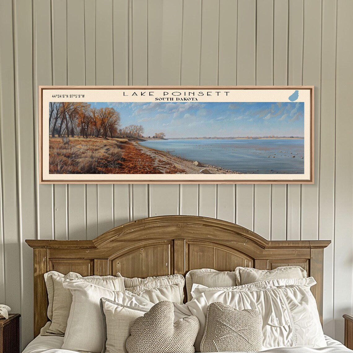 Lake Poinsett South Dakota Framed Print Lake House Decor Panoramic Wall Art Travel Poster Scenic Landscape Painting Cottage Art - Image 2