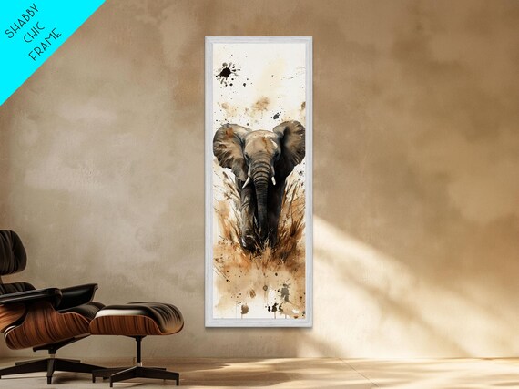 African Elephant Watercolor Sepia Safari Rustic Wildlife Vertical Poster