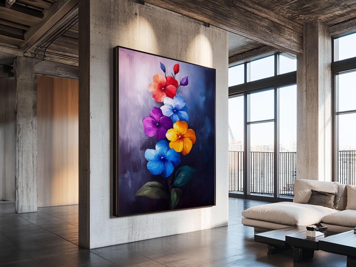 Wild Flower Painting Print On Wood Framed Wall Art Original Art Flowers Painting Botanical Print Modern Art Living Room Art - Image 5