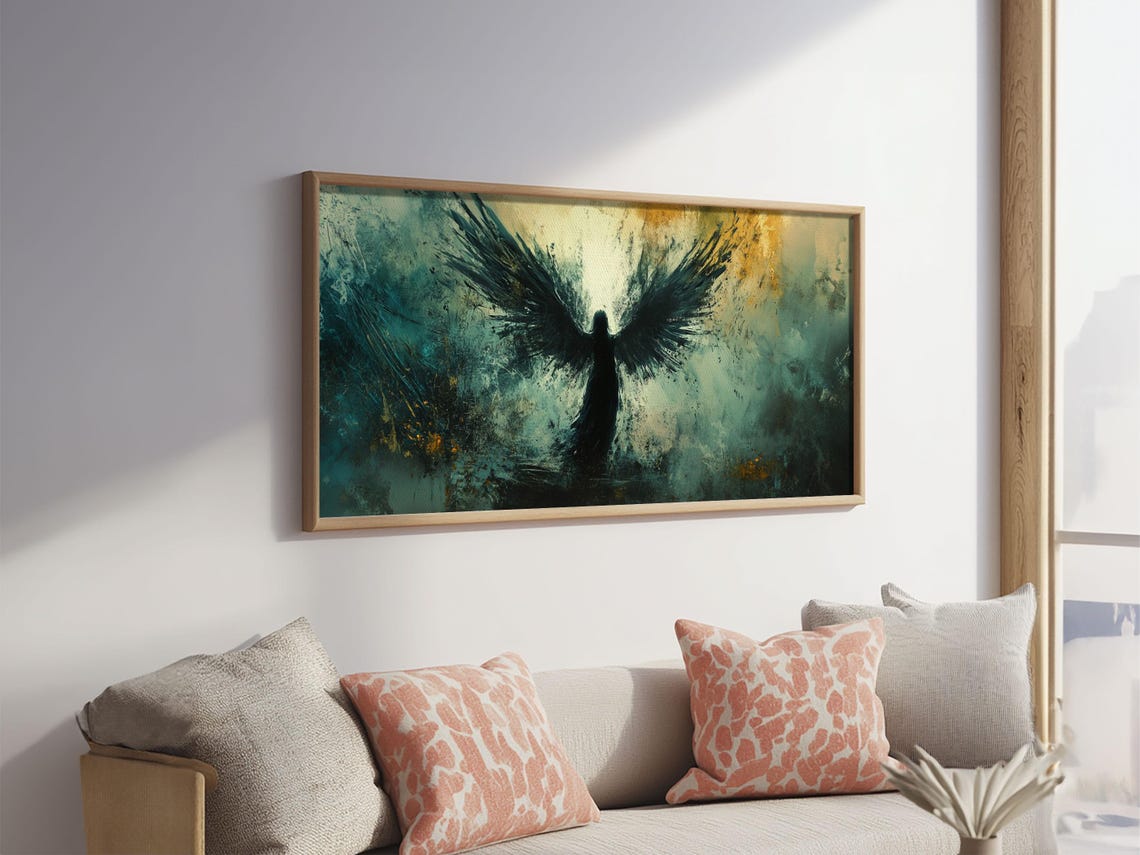 Abstract Angel Print Featuring Moody Art And Dark Angels Wall Art Stunning Vertical Art For Rustic Or Minimalist Decor - Image 4