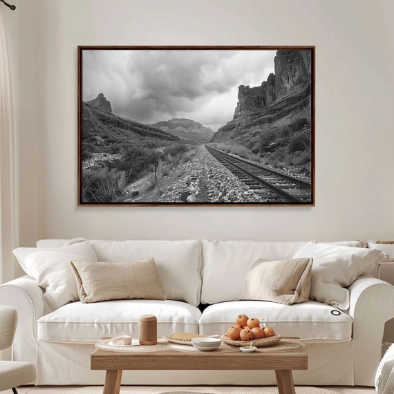 The Train Tracks Framed Print Black And White Western Photography Wild West Art Metal Art Metal Print Rustic Country Wall Art