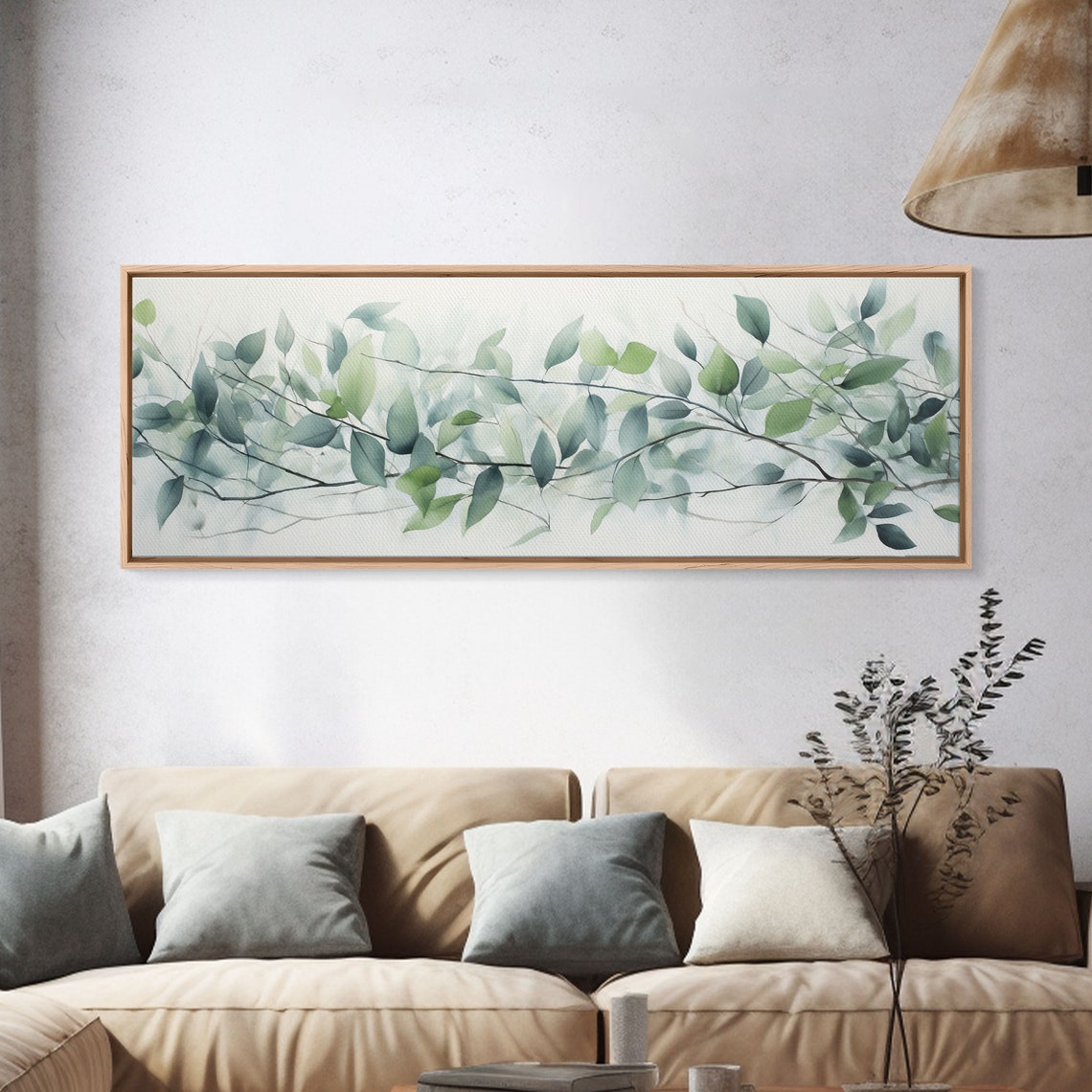 Watercolor Eucalyptus Branches Soft Green Leaves Minimal Botanical Art - Image 3