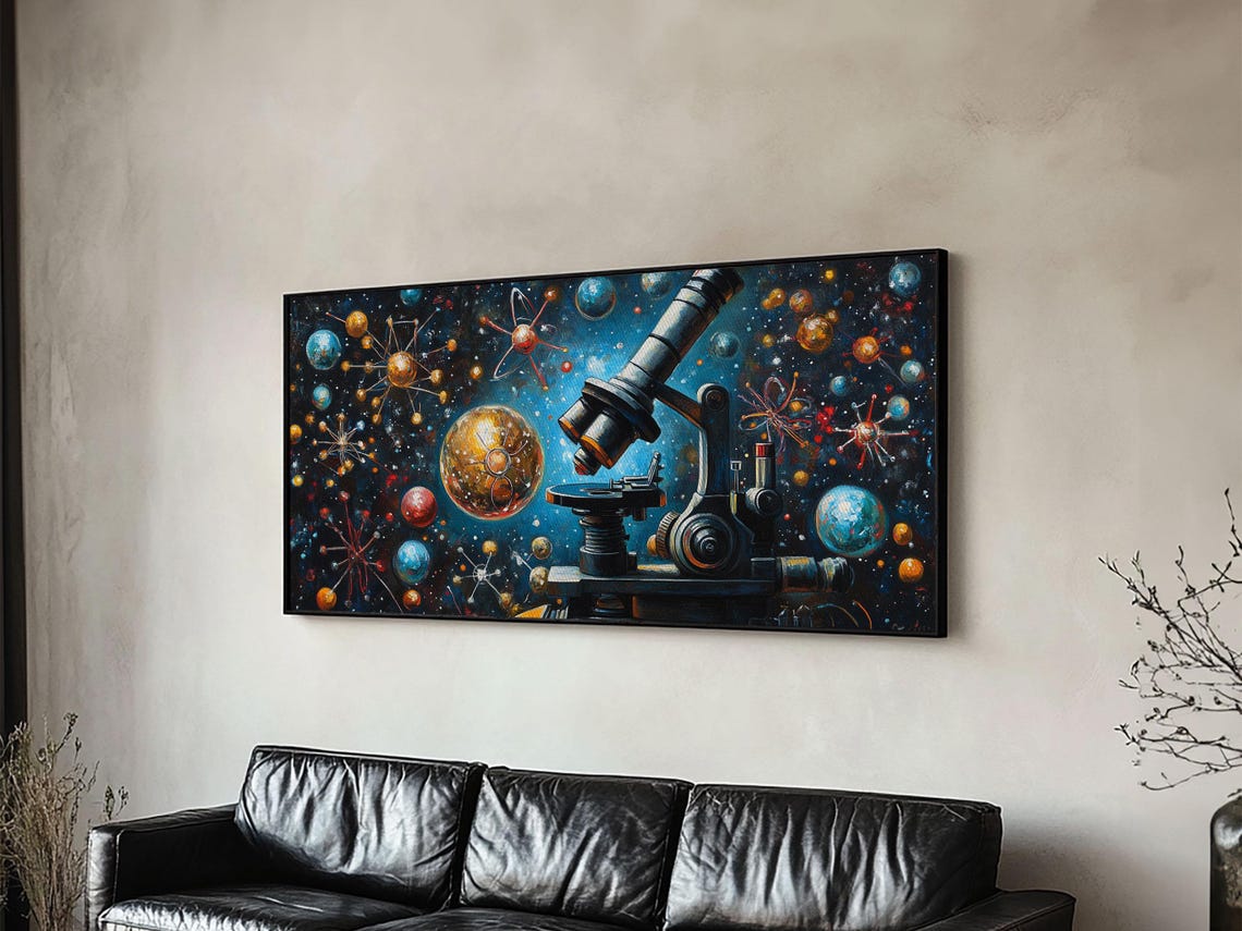 Microscope Space Cosmos Planets Atoms Science Education Wall Poster - Image 3