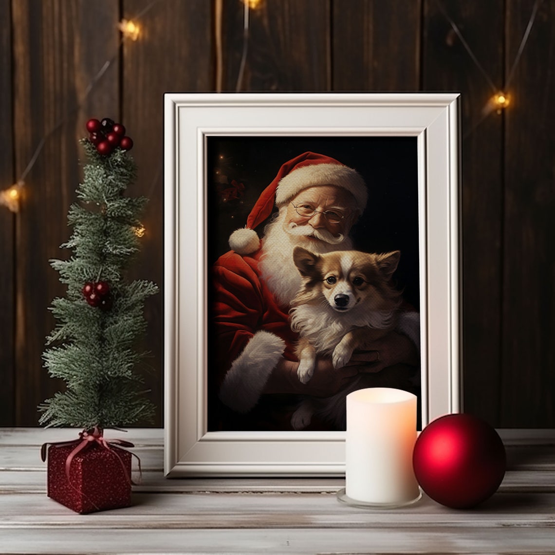 Santa Claus And His Corgi Christmas Wall Art Christmas Dog Winter Wall Art Santa Decor Santa Art Print Farmhouse Christmas - Image 4