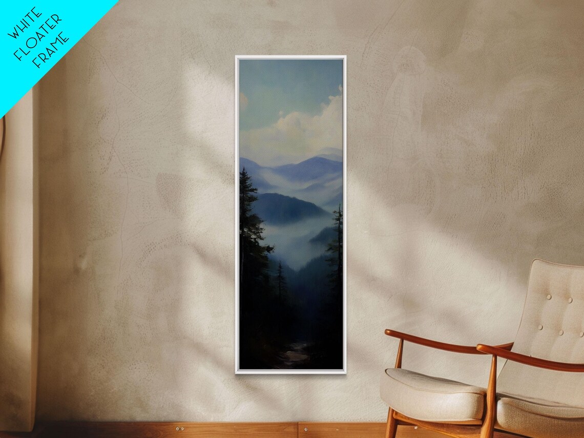 Soft Misty Mountain Fog Layers Blue Purple Calm Vertical Landscape - Image 5