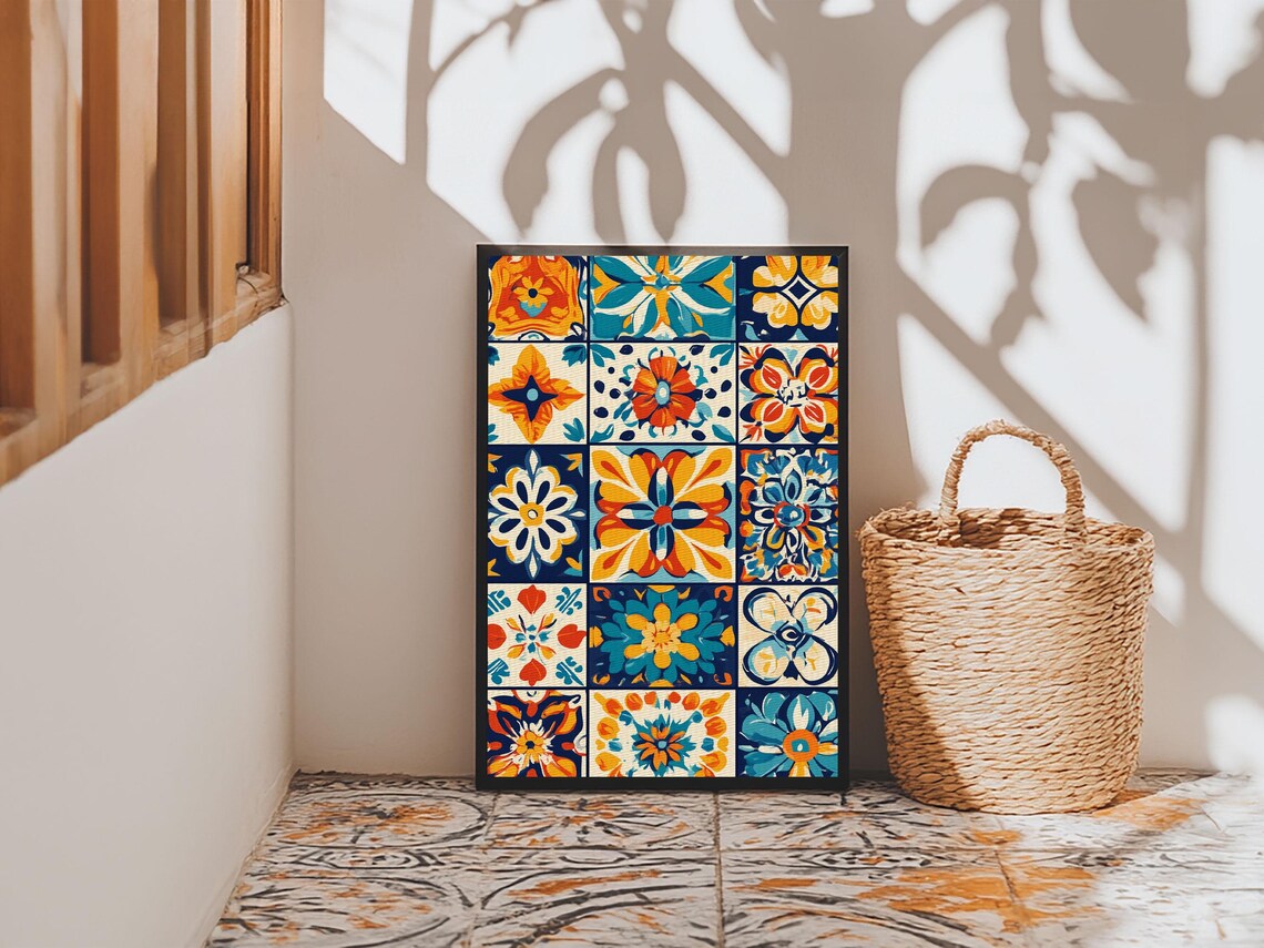 Mexican Tile Textile Print, Mexicano Style Decor