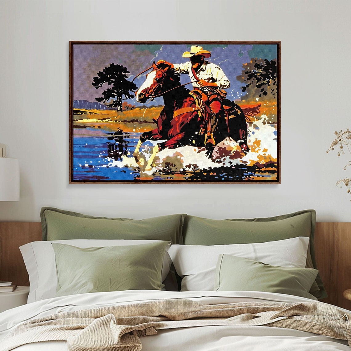 Cowboy Riding Horse Through River Splash Pop Art Western Wall Poster - Image 4