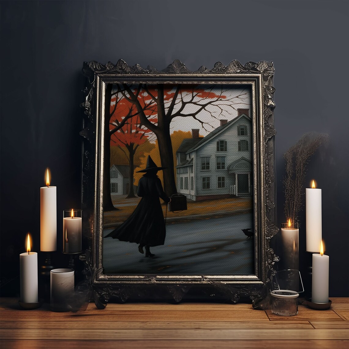 Witch On The Streets Of Salem Halloween Art Print - Image 4