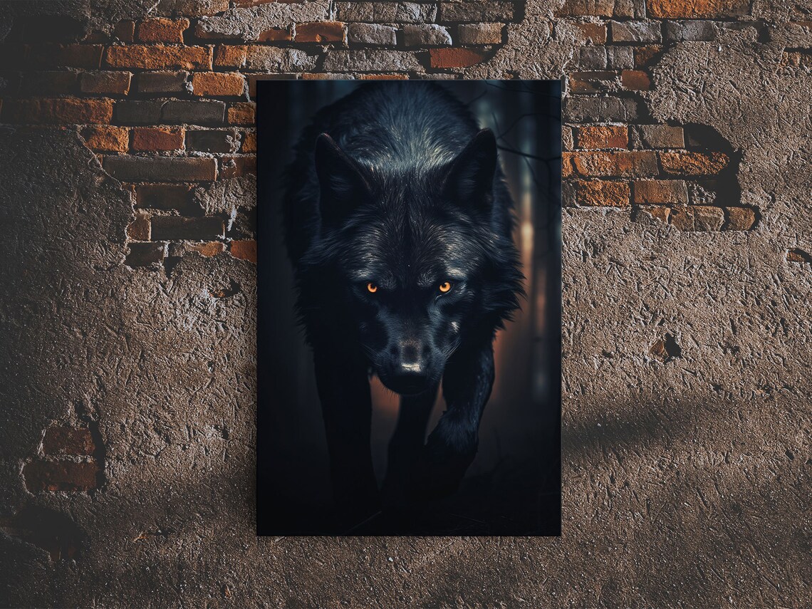 Black Wolf On The Hunt Art Print, Wildlife - Image 6