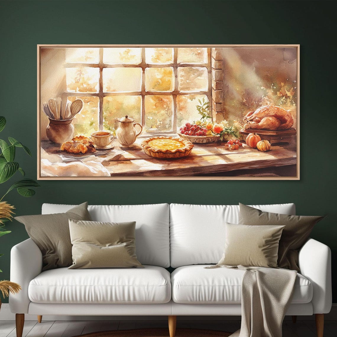 Thanksgiving Harvest Table Pumpkin Pie Turkey Window Art Print - Image 6