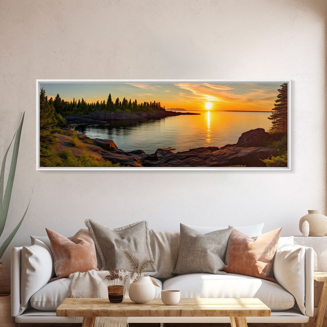 Isle Royale National Park Sunset Rocky Lake Superior Shore Panoramic Poster - Image 4