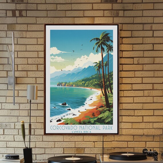 Corcovado National Park Costa Rica Palm Beach Mountain View Poster