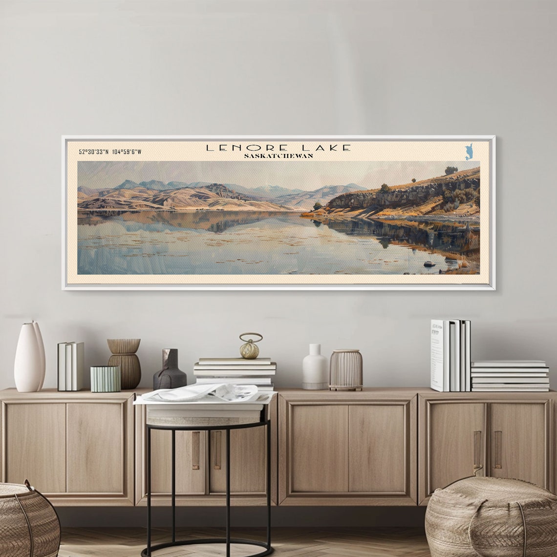 Lenore Lake Saskatchewan Rolling Prairie Hills Mirror Water Poster - Image 5