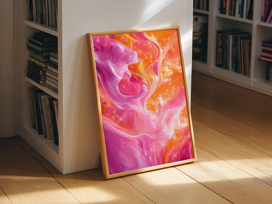 Abstract Pink Orange Print With Swirling Light Effects And Therapy Art For Modern Home Wall Decor Ideal Gift Idea - Image 6