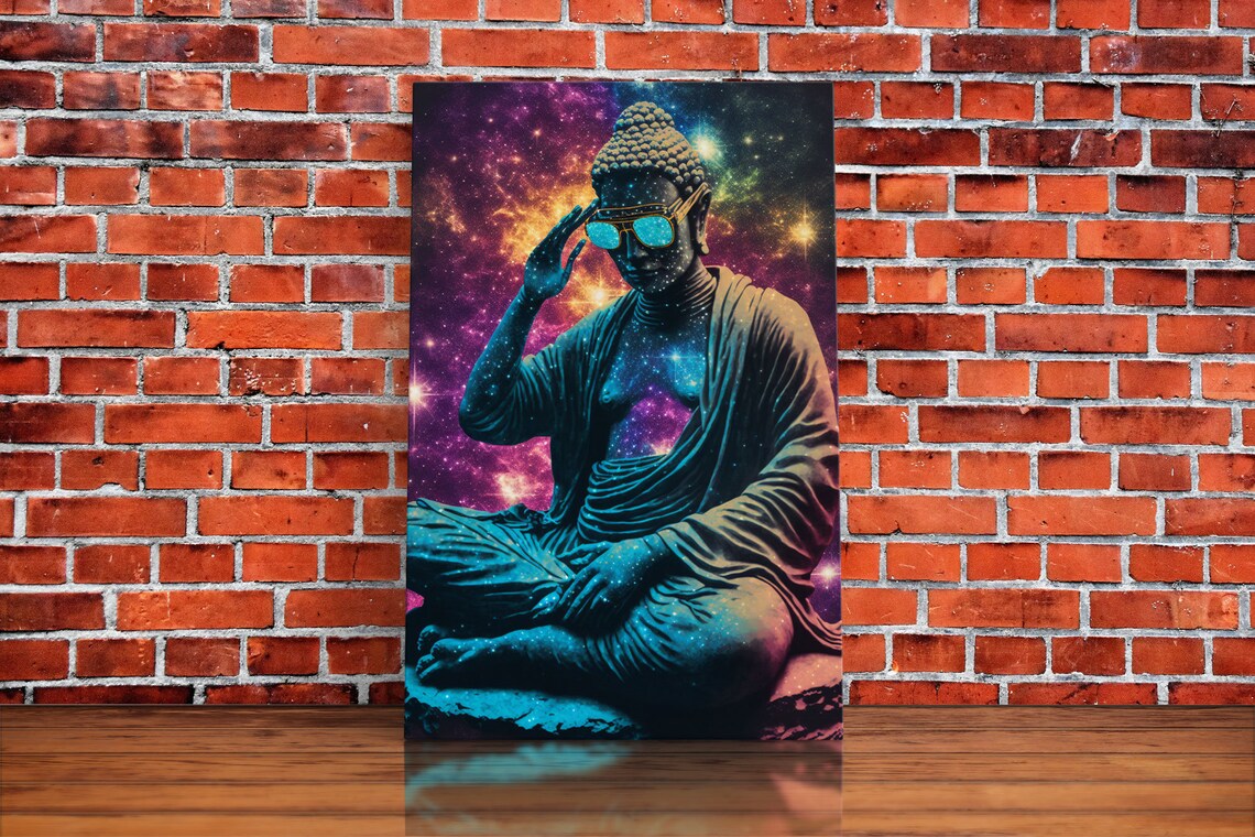 Psychedelic Buddha With Aviators Meditation Art Print - Image 5