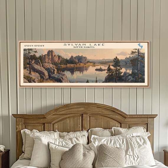 Sylvan Lake South Dakota Travel Poster, Lake Landscape