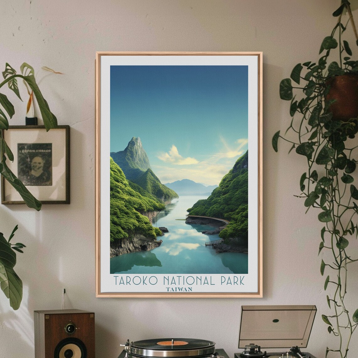 Taroko National Park Taiwan Marble Gorge River Green Peaks Travel Poster - Image 3