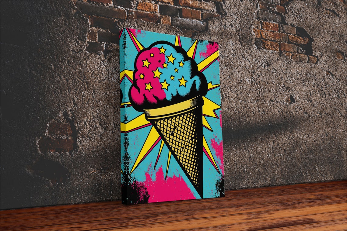 Psychedelic Comic Ice Cream Cone Stars Neon Pop Art Wall Decor Poster - Image 2
