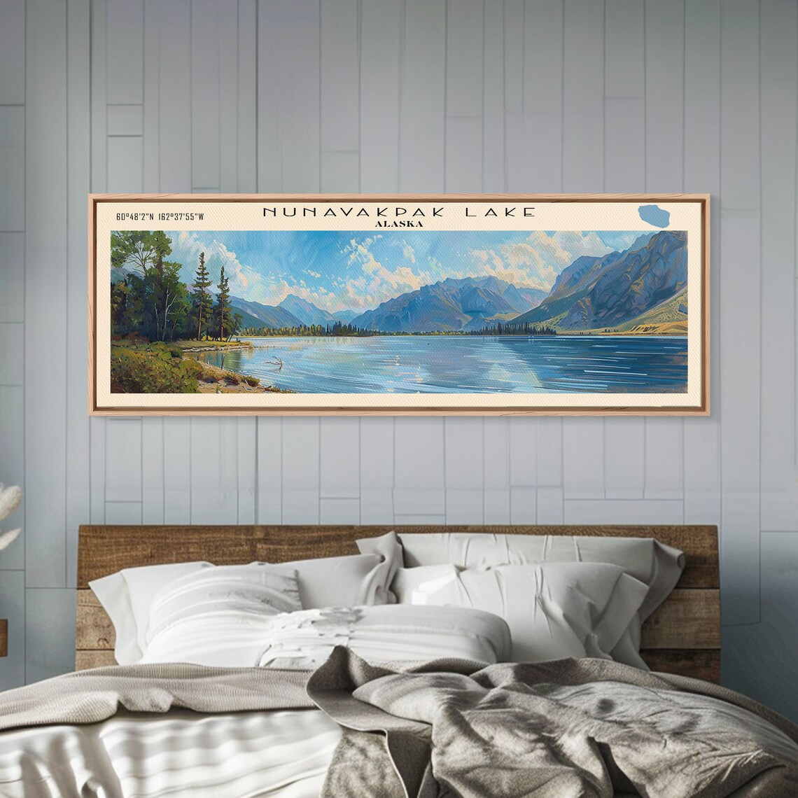 Nunavakpak Lake Alaska Sunny Blue Water Mountain Peaks Panorama Poster - Image 3