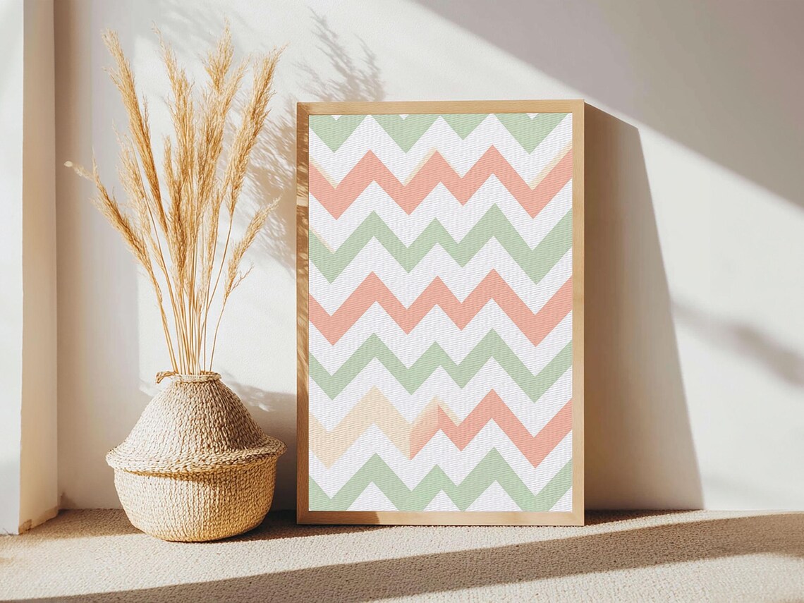 Pastel Chevron Zig Zag Pattern, Mid Century Modern - Image 5