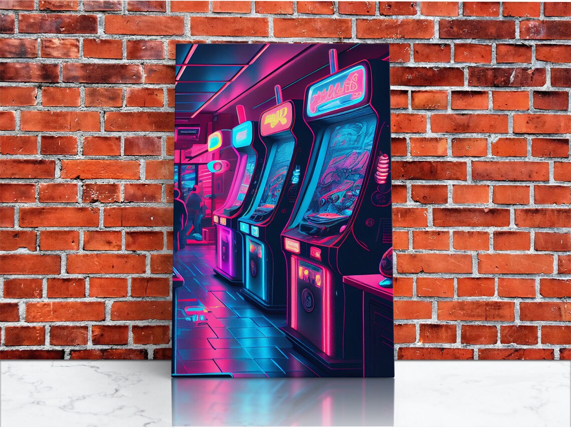 Synthwave Arcade Game Room Art Print for Teen Room - Image 3